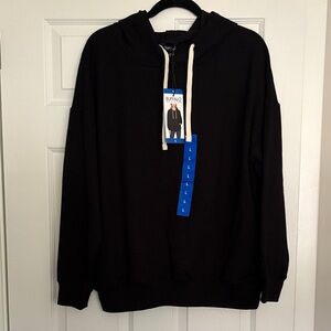 Black Hoodie with White Drawstrings